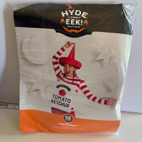 Ketchup Headpiece & Label Halloween Costume Accessory 2 Pc Adult Teen 14+ - Picture 2 of 2